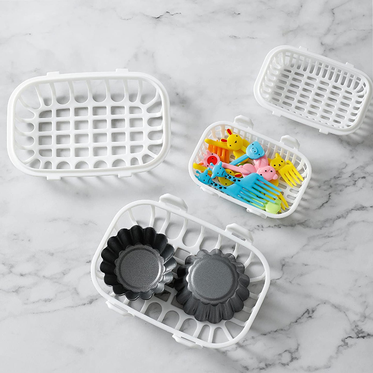 HOZETOKE Dishwasher Basket, 2-Pack Dishwasher Basket for Baby Bottle Parts, Basket for Small Tools Cleaning, White