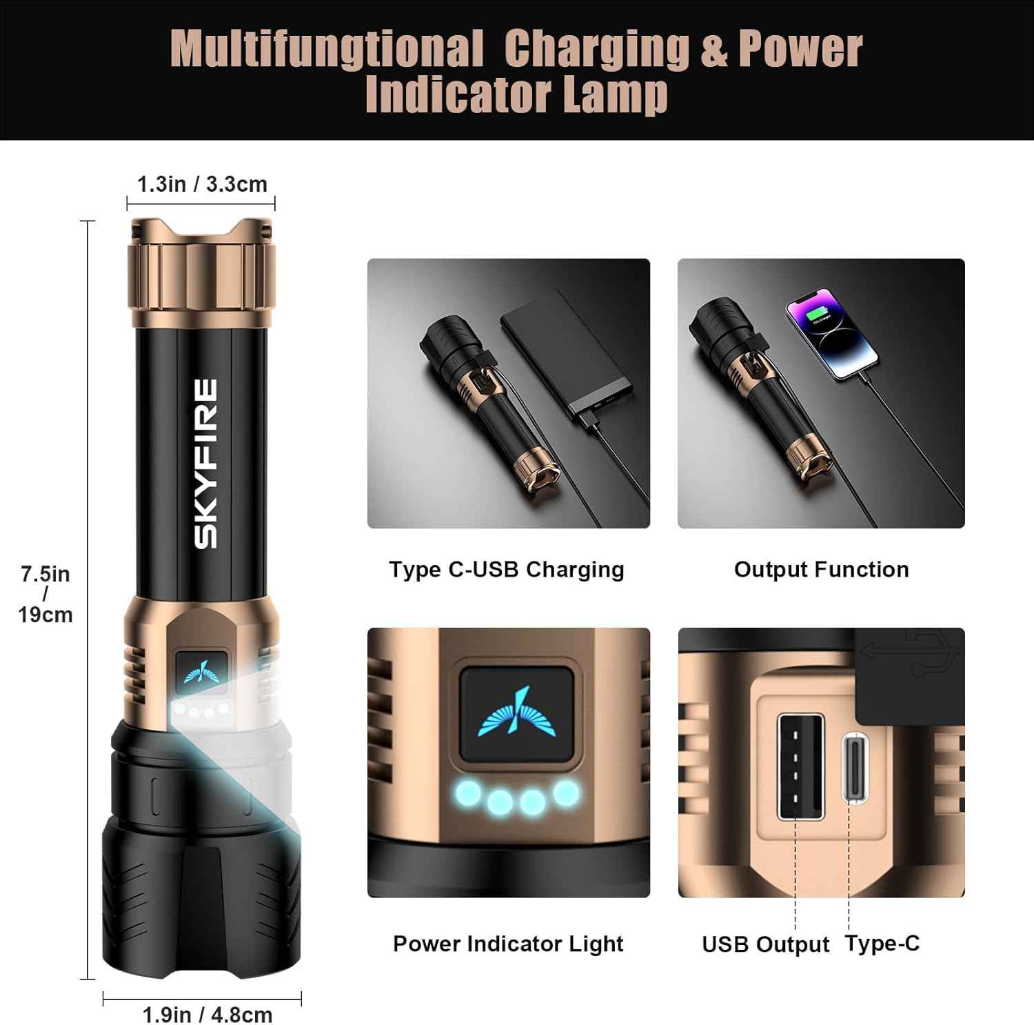 2000 Lumen Rechargeable LED Flashlight - Waterproof Tactical Light with Zoom & 4 Modes for Camping & Outdoor Use