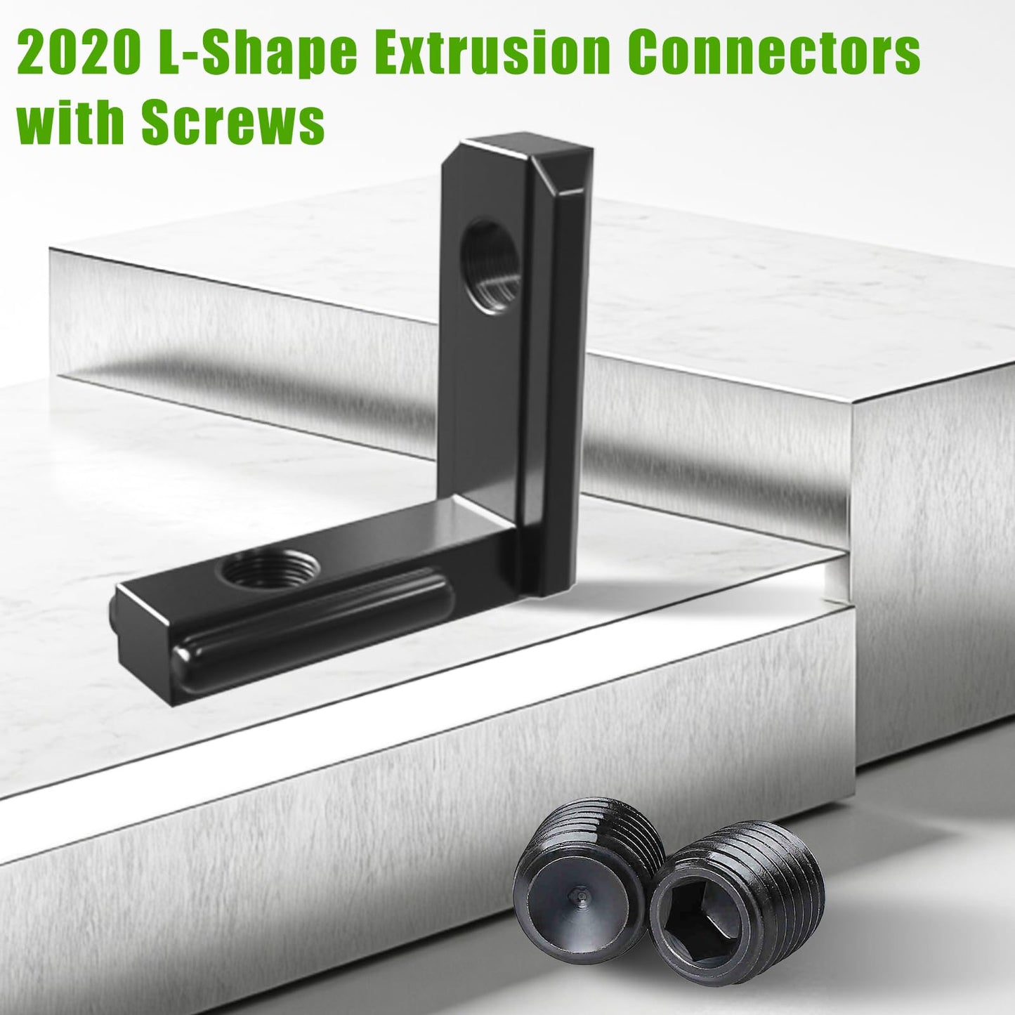 mxuteuk 2020 Aluminum Extruded Hardware with Screws,Black 2020 L-Shape Extrusion Connectors for 20/20 2040 V Slot Extruded Aluminum Profile