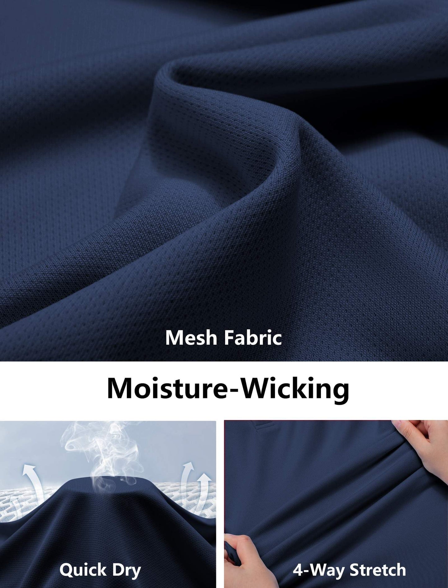 COOFANDY Short Sleeve Polo Shirts for Men Casual Quick Dry Performance Golf Shirt Navy