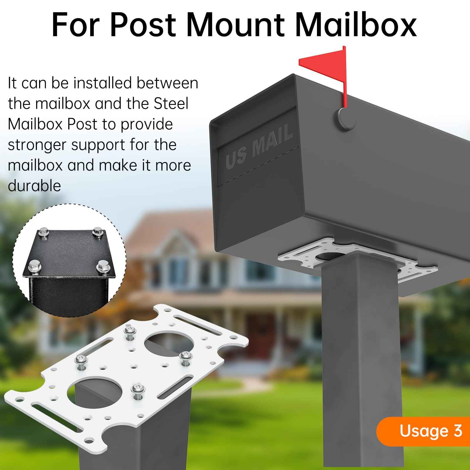 Mailbox Mounting Board, Post Mount Adapter Plate for Metal Post, Reinforced Installation Plate White;Compatible with Mail Boss, Architectural MAILBOXES, Gibraltar, hykolity, ShoppingOnBed, adoorn