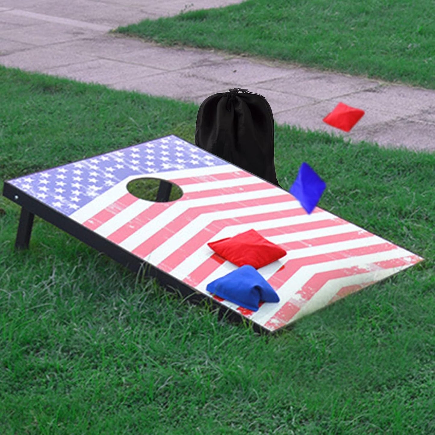 Regine Switzerland Cornhole Bags - Set of 8 Double-Sided, Weather-Resistant Bean Bags with Tote Bag