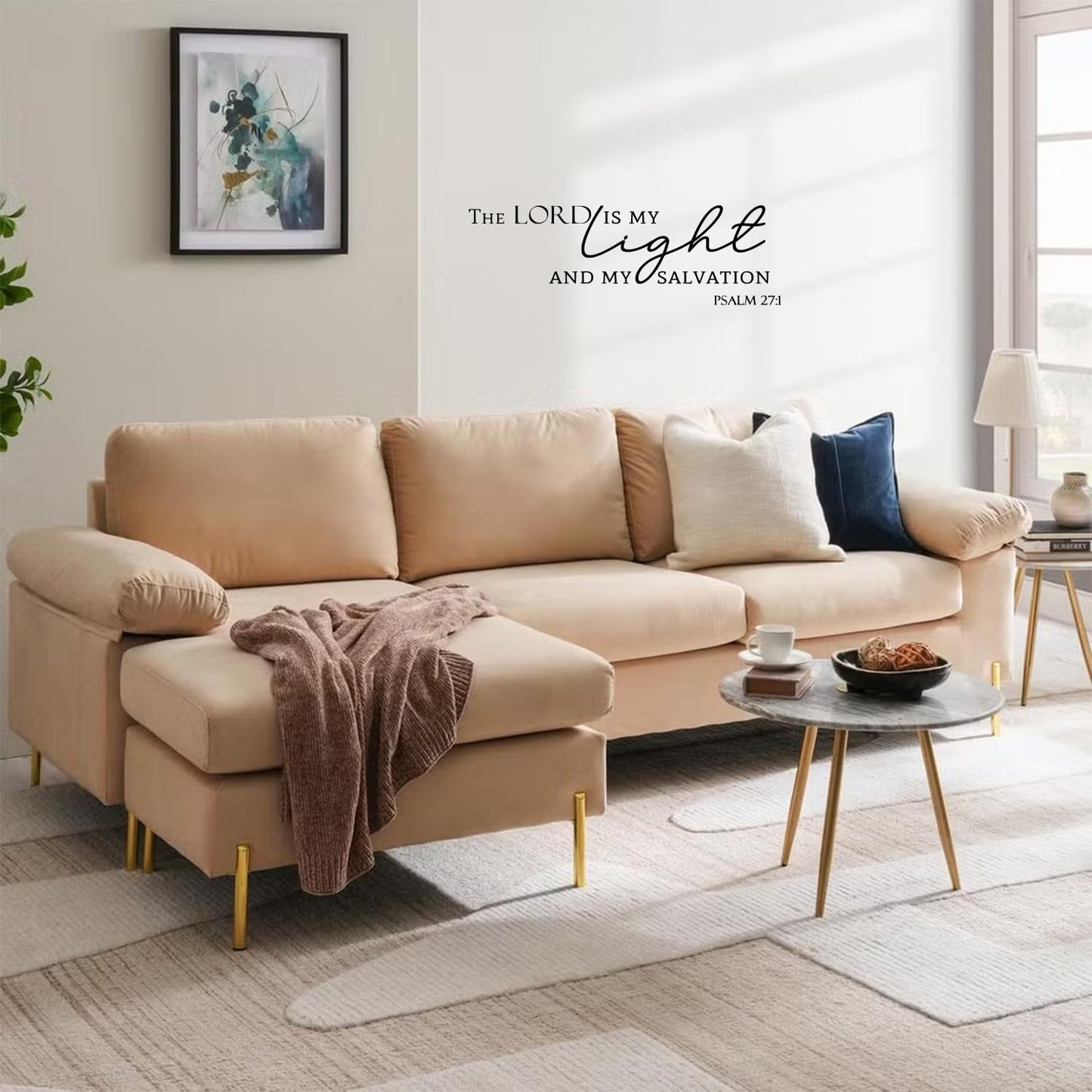 The Lord is My Light and My Salvation Psalm 27:1- Christian Quotes Bible Verse Vinyl Wall Decal Sticker, Scripture Wall Art, Christian Gift, Religious Décor