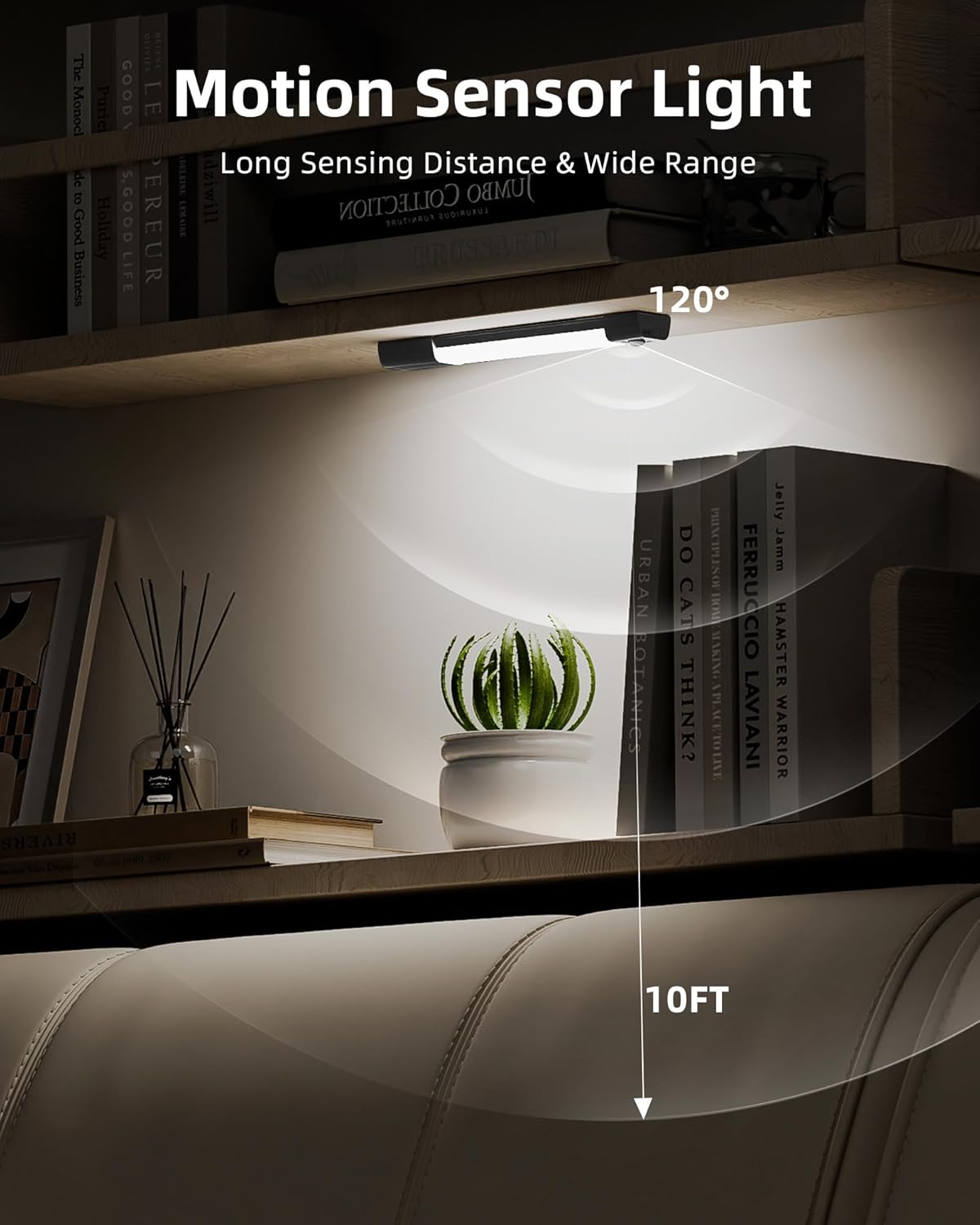 Rechargeable Motion Sensor Under Cabinet Lights - 6-Pack Dimmable LED Closet Lighting, 3 Color Temperatures, 11.8 Inch for Kitchen, Pantry & Bedroom
