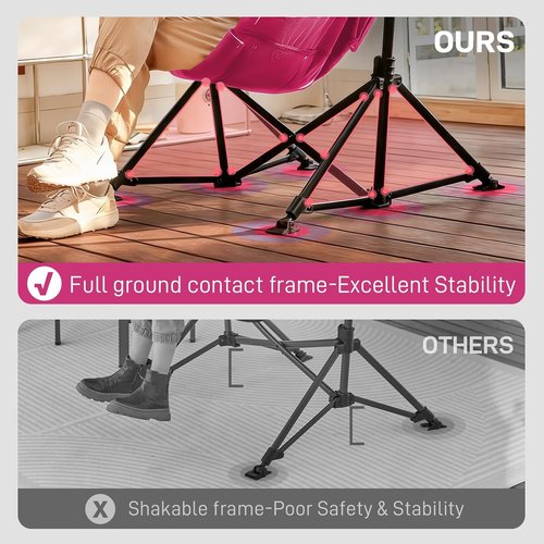 Ever Advanced Padded Oversized Camping Chair - Heavy Duty Portable Rocking Chair with Multi-Storage Pockets | Supports Up to 400lbs, Pink