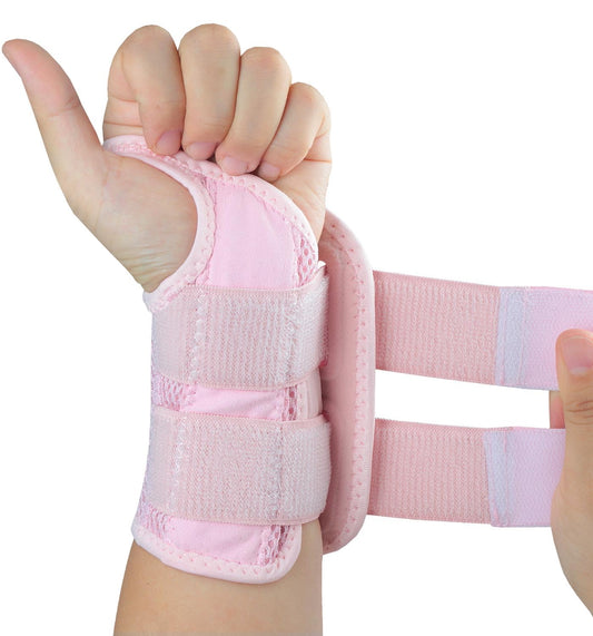 Tianhengyi Carpal Tunnel Wrist Brace, Adjustable Wrist Support Brace, Night Wrist Sleep Supports Splints Arm Stabilizer (Left Hand, L/XL, Pink)