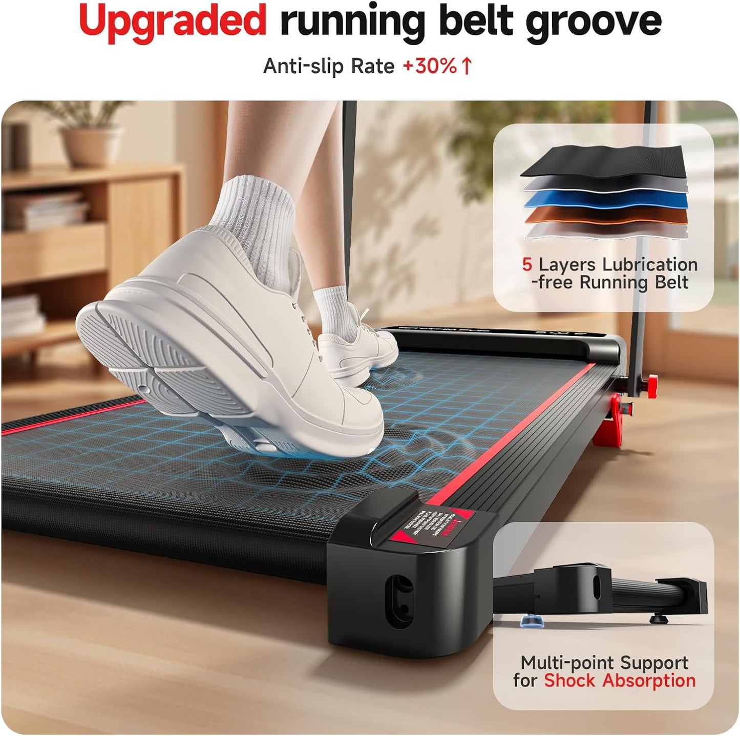 RHYTHM FUN Treadmill - Portable Folding Walking Pad with Incline & Handle Bar | Supports 300lbs, Low Noise