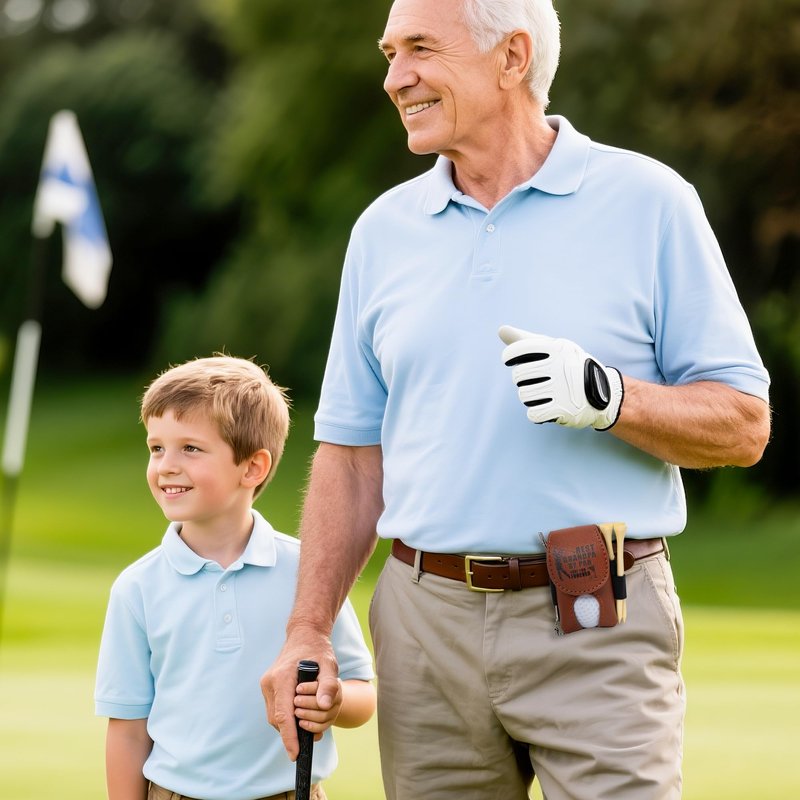 PANTIDE Father’s Day Golf Gift Set for Men Dad Grandpa - Brown PU Leather Pouch with 2 Balls, 5 Wooden Tees, Divot Repair Tool, Golf Accessories Gift for Birthday Christmas Retirement