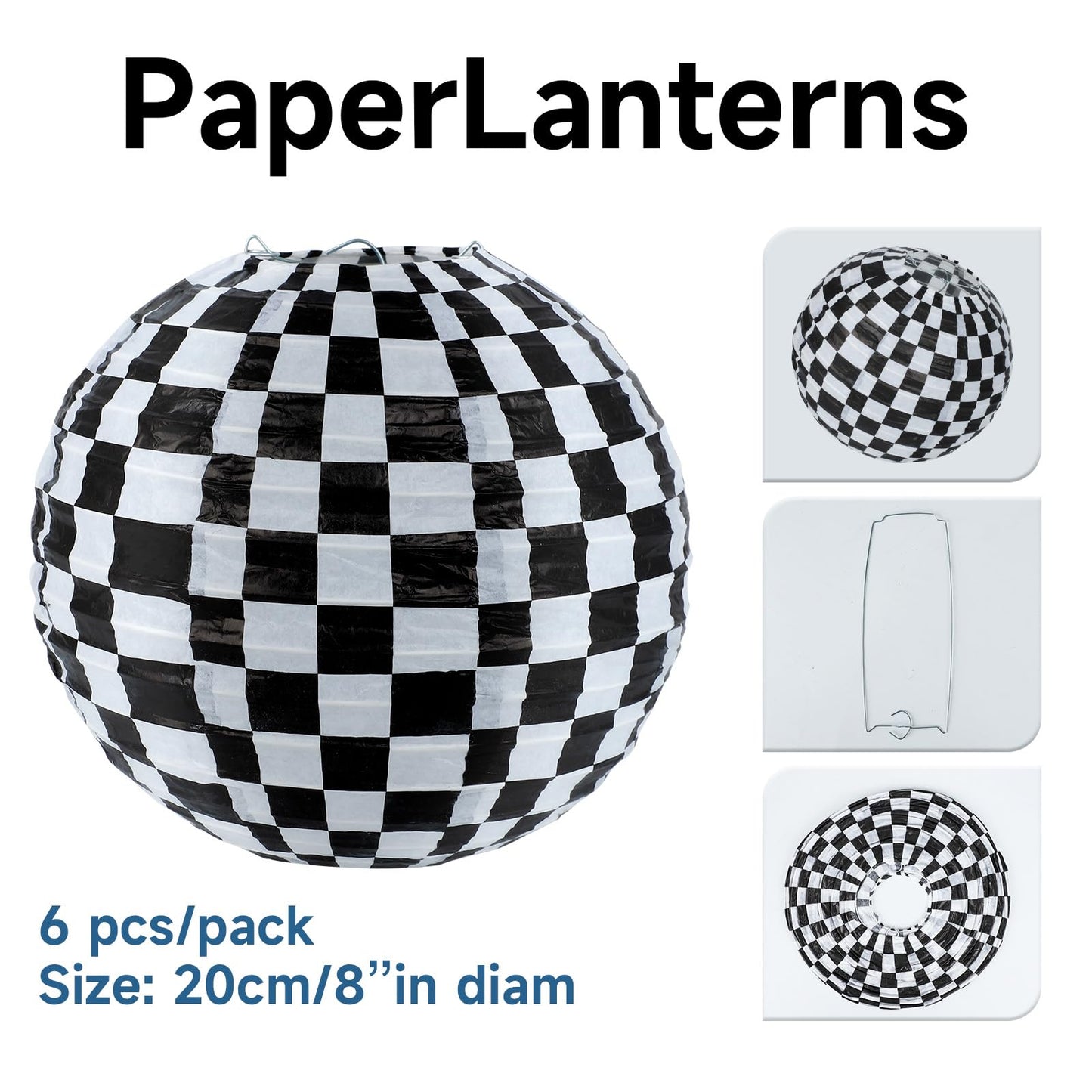 6 Pieces Racing Car Paper Lanterns Decorations - Race Car Party Hanging Supplies for Kids Boys Birthday Baby Shower Home Decor