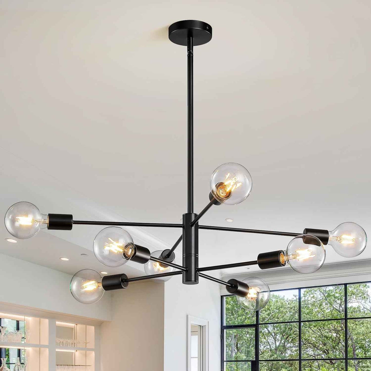8-Light Gold Sputnik Chandelier - Modern Adjustable Ceiling Light for Dining Room, Kitchen & Foyer