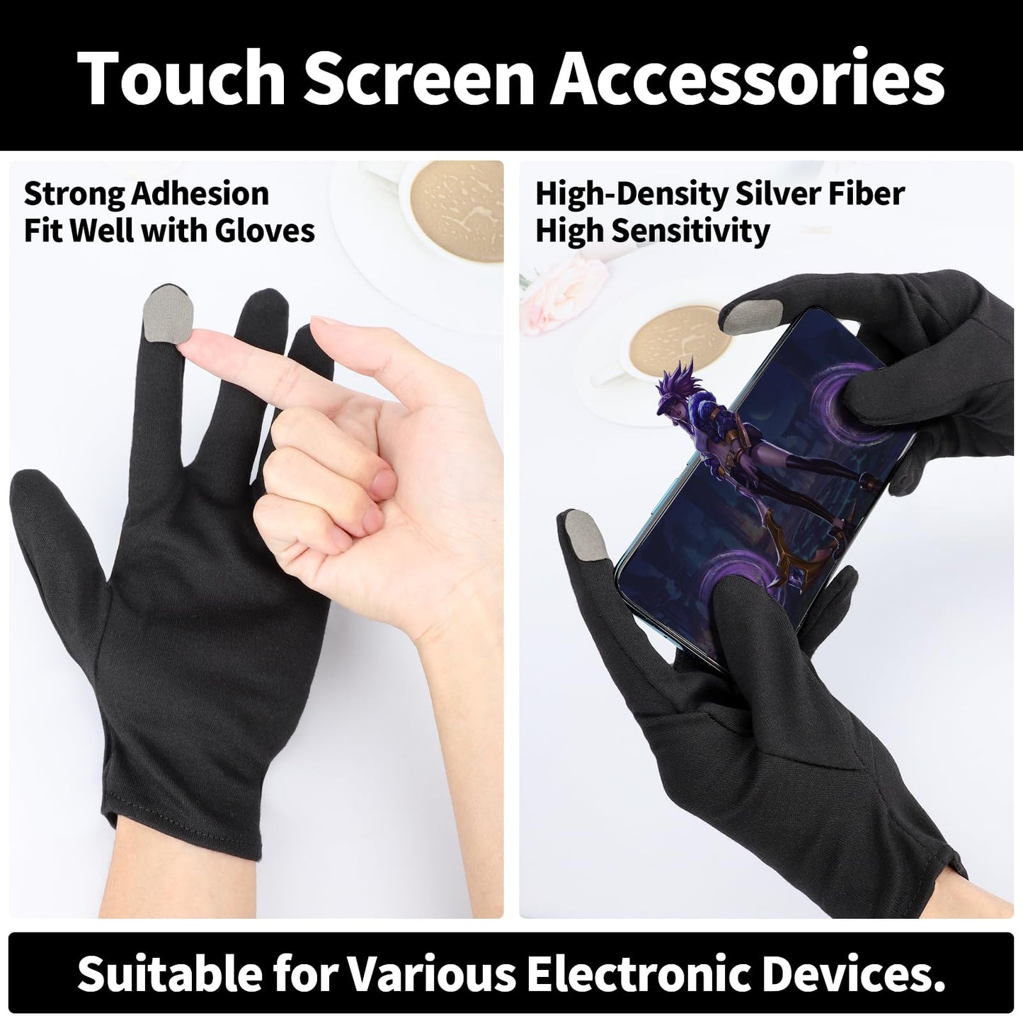ENPOINT Touch Screen Gloves - 5 Pairs Black Cotton Gloves for Dry Hands Sleeping, Moisturizing, Coin Handling, Jewelry, Photography, Men and Women, Large