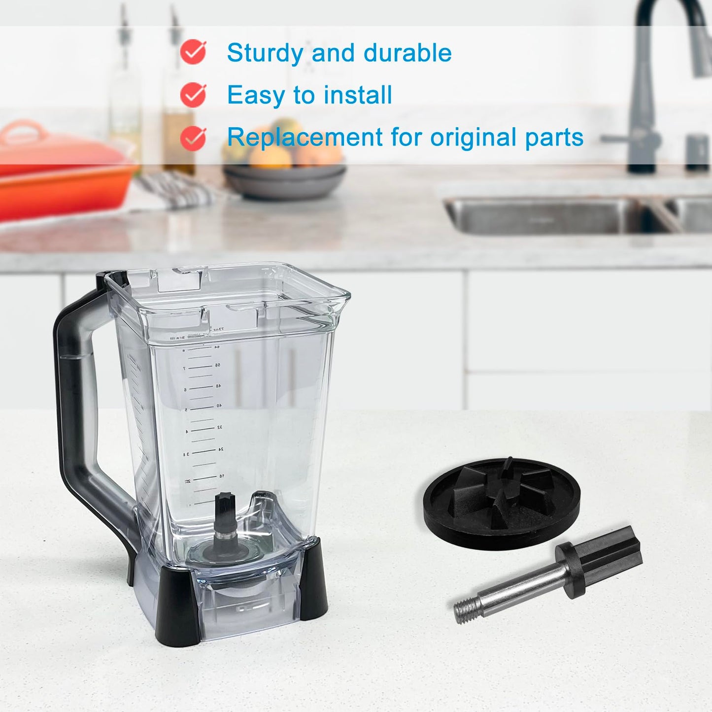 Blender Replacement Parts for Ninja BL610 BL710 Series 72 oz (9 Cups) Pitcher, Jar Bottom Base Blender Blade Driver Clutch and Drive Pin Stud Kit Set