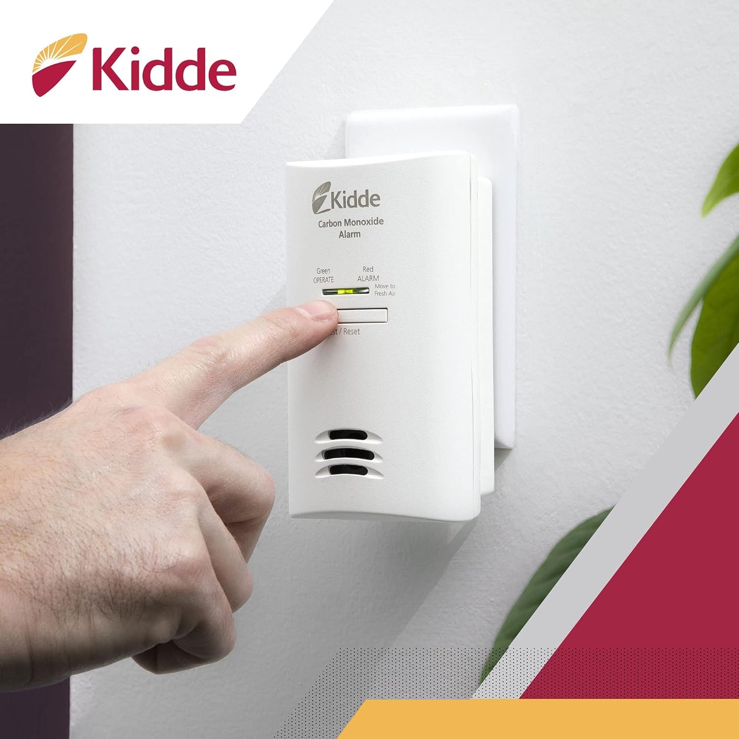 Kidde Plug-In Carbon Monoxide Detector with Battery Backup & Test-Hush Button