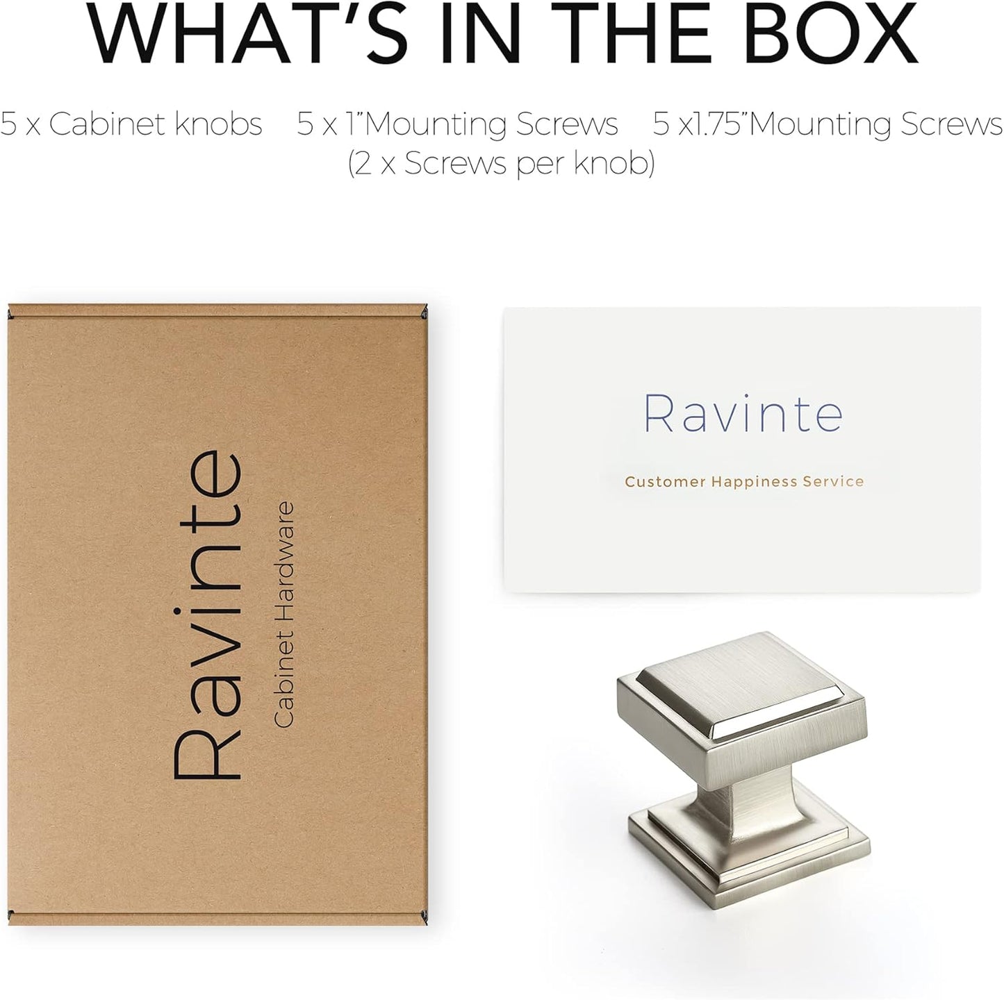 30 Pack Matte Black Square Kitchen Cabinet Knobs - Modern Zinc Drawer Pulls & Handles