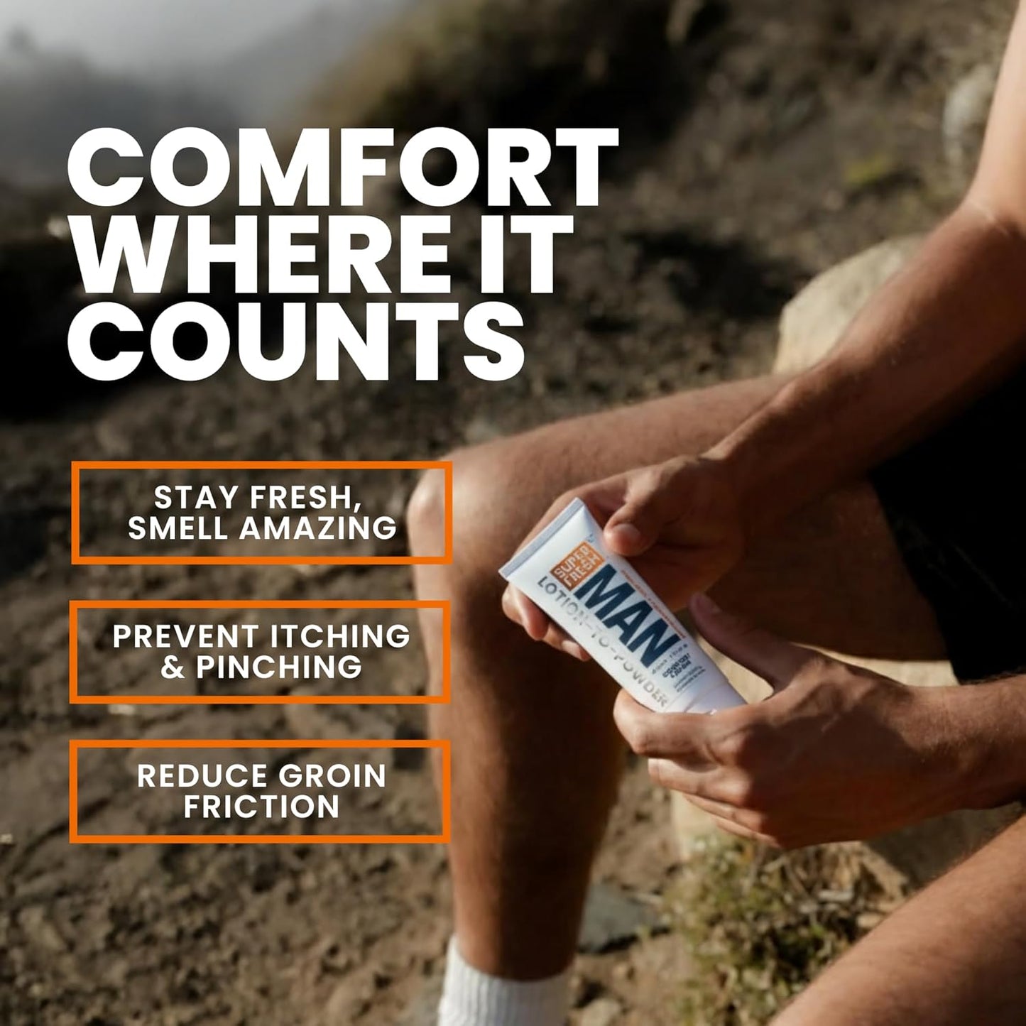 Super Fresh Ball Deodorant Powder - Comfort Cream for Men | Odor Control & Sweat Absorption, 4 oz