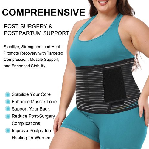 Abdominal Binder Post Surgery Plus Size | Postpartum Belly Band Wrap | Post C Section Belly Binder | Stomach Compression Hernia Belt For Men or Women Hernia Surgery, Natural Birth, Abdominal Injuries,Hysterectomy (2XL/3XL)