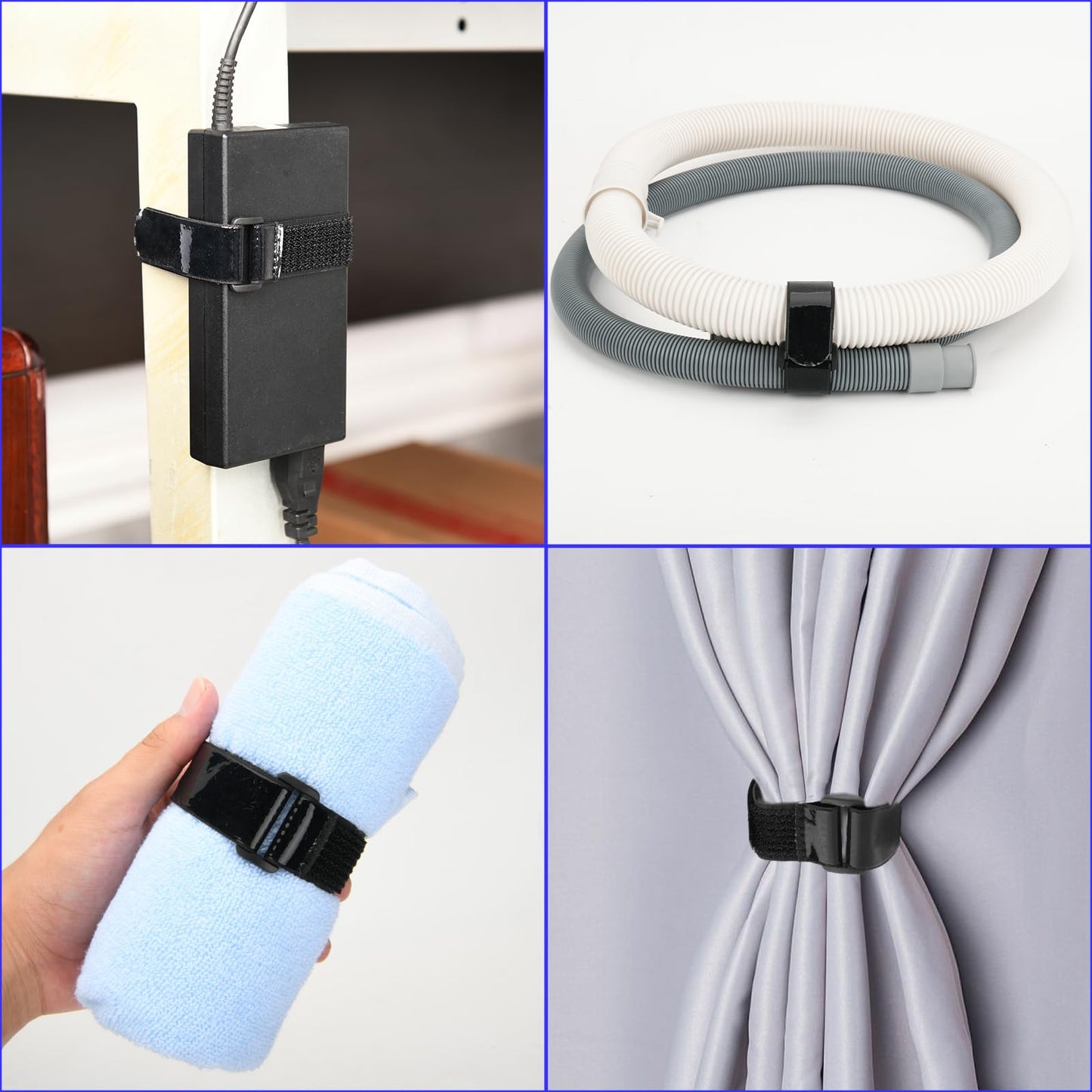 Cinch Straps with Anti-Slip Silicone Strips, 1 x 14" Hook & Loop Fastening Cable Strap Heavy Duty Multipurpose Straps for Extension Cord Cable Ropes Bike RV & Hose Organization Storage