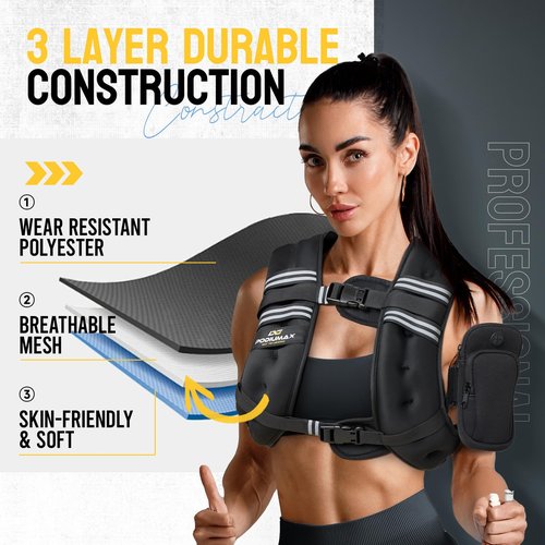 PodiuMax Weighted Vest for Women, 12lb with Adjustable Straps & Phone Bag, Snug Fit, Womens Weighted Vest for Walking, Strength Training, Running, Fitness, Muscle Building, Weight Loss