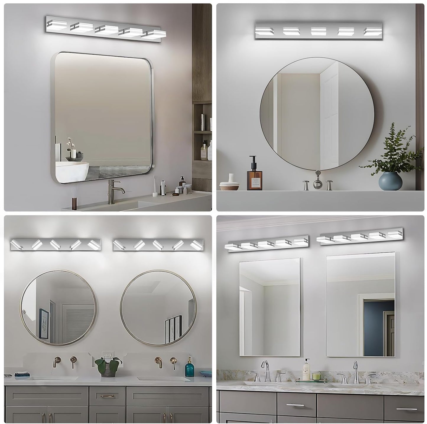 3-Light Modern LED Bathroom Vanity Light Fixture - Black Metal & Acrylic, 16-inch Over Mirror Lighting
