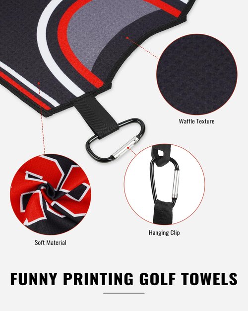 BIG TEETH Golf Towels for Golf Bags, Magnetic Golf Towel with Clip, Funny Golf Towel Basketball Jerseys Shapes, Sports Style (Black NO.23 Without Magnet)