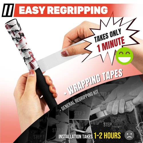 EAGLE WORK Golf Grip Wrapping Tapes, Innovative Regripping Solution for Golf Club Grips, 15 Pack Tacky PU Overgrip Tapes, White