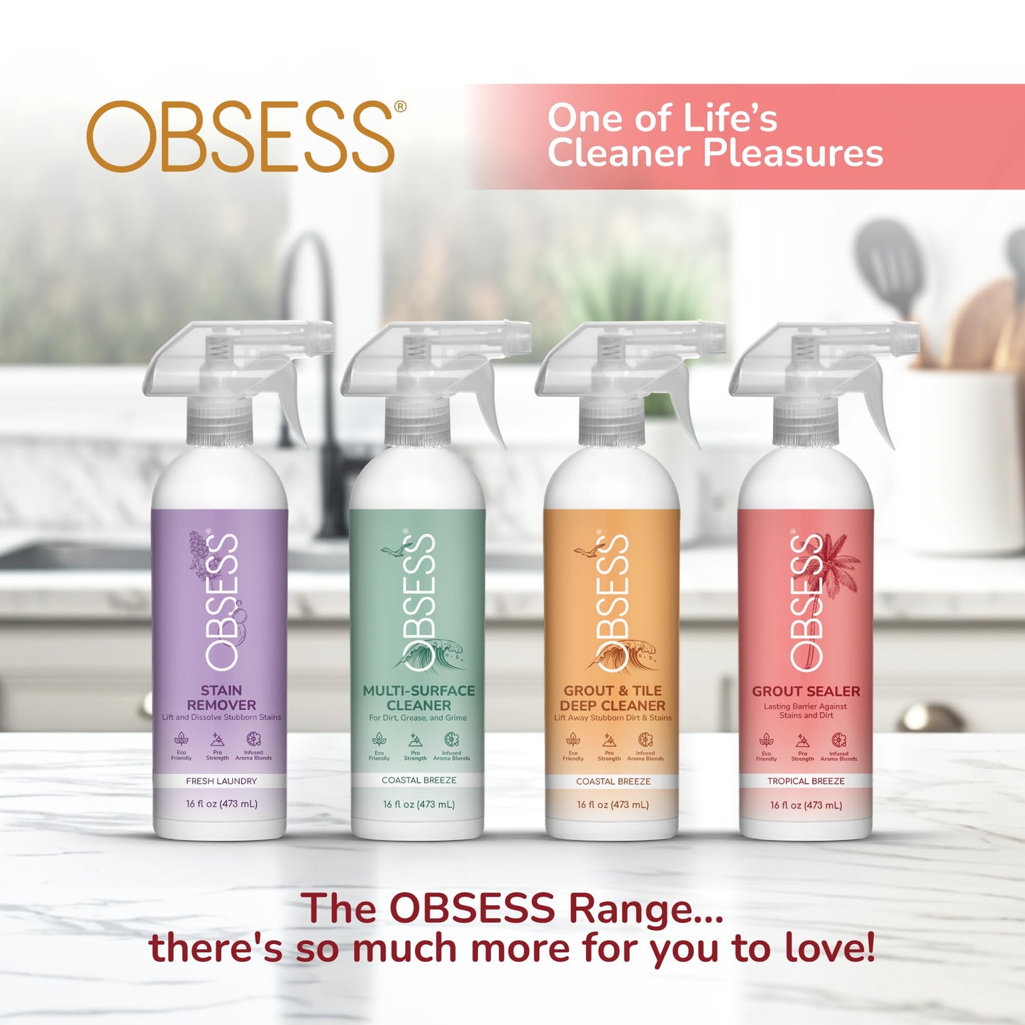 OBSESS Grout Sealer 16 Oz., Clear Grout and Tile Sealer, Natural Finish, Professional Grade, Indoor & Outdoor, Fast Dry and Long Lasting Protection