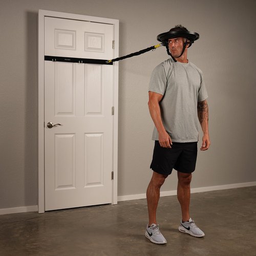 Iron Neck Resistance Band Anchor for Neck Trainer, Exerciser, & Strengthener for Home & Gym Use - Exercise, Workout, & Strength Training Equipment, Home Gym Accessories for Men (Tri Clip Door Belt)
