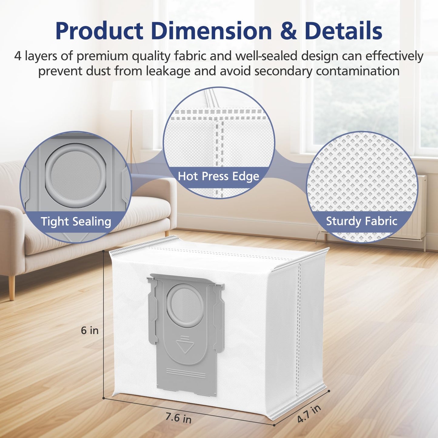 12 Pack Q5 Dust Bags for Roborock Q7 Max, Q7 M5+, Q10 S5+, Q10 X5+, Q8 Max+, Q5 Max+, Q7 Max+, Q5 Pro+, Q5 Pro, Q5+, S8 Pro Ultra, 3.6L Vaccum Bag for S8+, S7 MaxV Ultra, Q7, Q7+, S7 Max Ultra