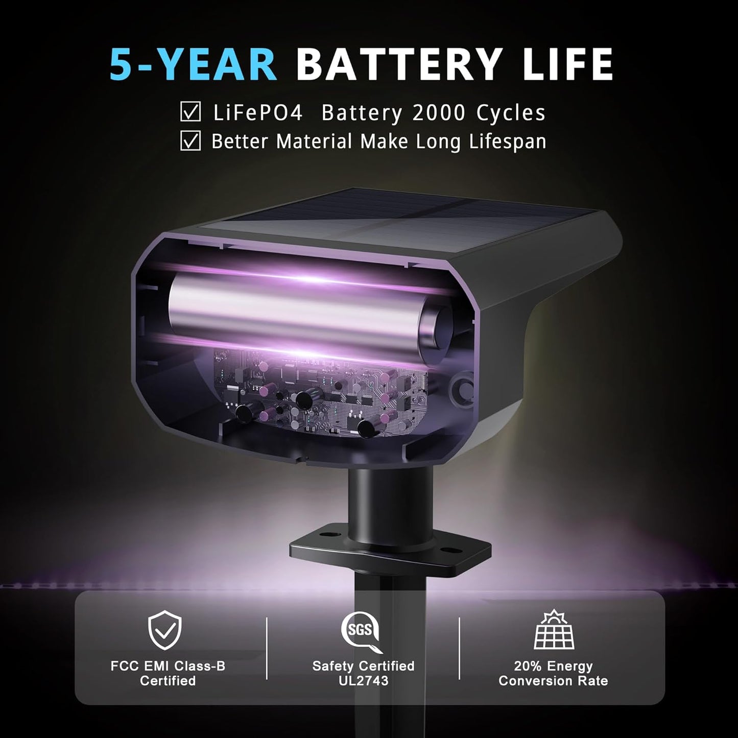 Super Bright Solar Spot Lights - 6 Pack, Waterproof IP65, 2 Color Temperatures, 4 Modes for Outdoor Landscape