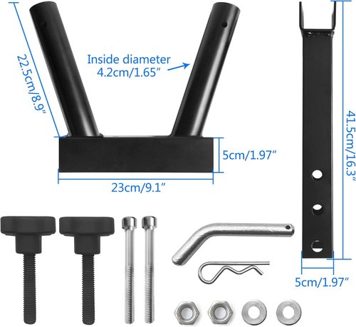 KAIRAY Hitch Mount Dual Flagpole Holder - Universal Fit for 2-Inch Receiver | Ideal for Trucks, SUVs, RVs, and Pickups