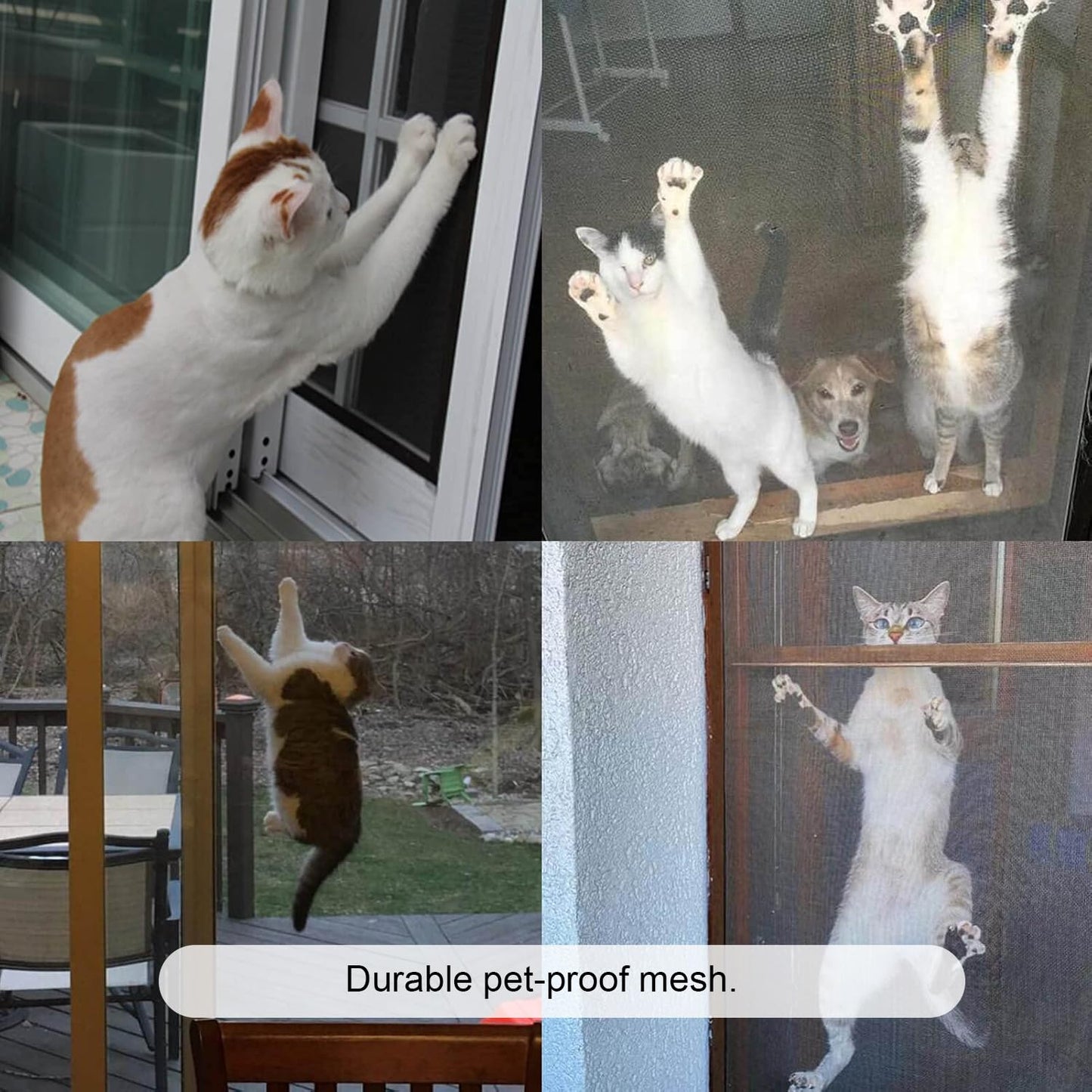 Pet Proof Window Screen Replacement Adjustable Thicken Charcoal Fiberglass Screen Mesh Dog Cat Net for Patio Porch Sliding Door (48"*100")