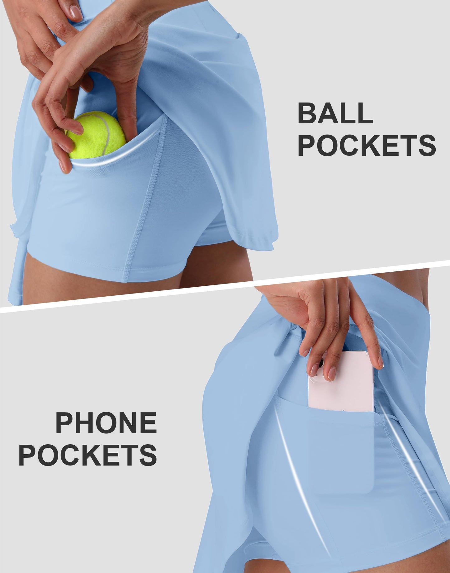 Pioneer Camp Women 18'' Tennis Skirts High Waisted Golf Skort with Shorts Pockets Athletic Long Skirts Workout Running Black