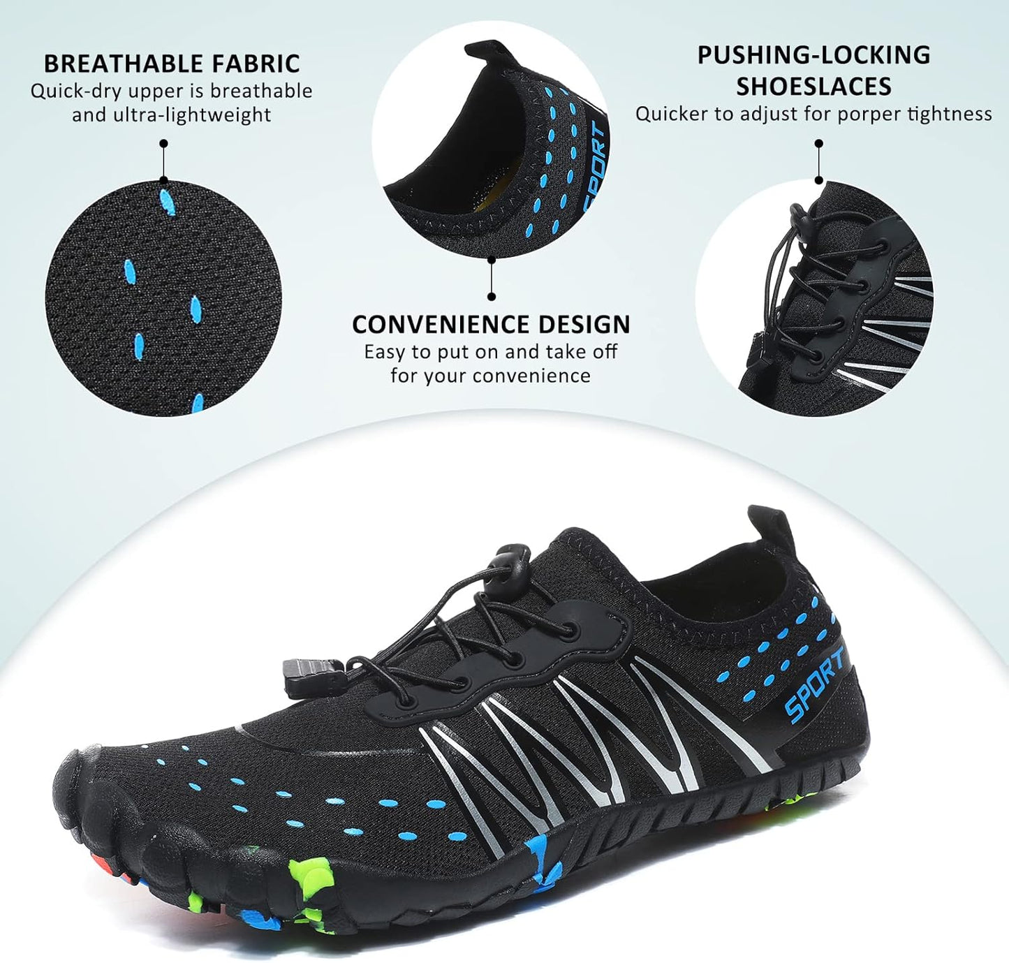 Ziitop Water Shoes - Anti-Slip Barefoot Swim Shoes for Men & Women | Quick Dry, Lightweight, Ideal for Beach & Outdoor Activities