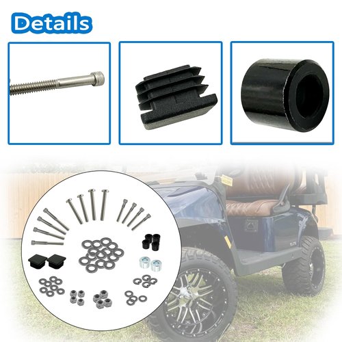Beefento 75465G01 Golf cart Suntop Repair Kit for EZGO DCS/PDS/TXT/Medalist 2 Seater 1994-2013, Stainless Steel Screw Bushings Mounting Kit 75465-G01