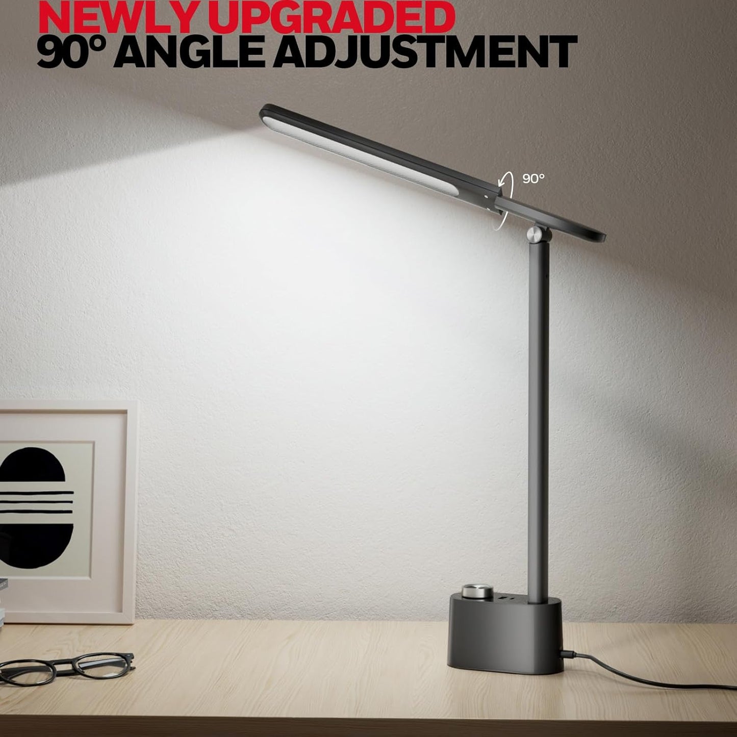Honeywell H01 Pro LED Desk Lamp - Dimmable Foldable Light with USB Charging & 3 Color Modes for Home Office