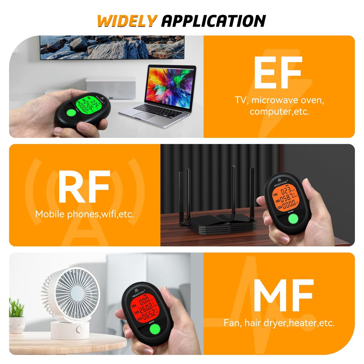 EMF Meter Digital Electromagnetic Field Radiation Detector Hand-held LCD 3 in 1 EMF Detector for EF/MF/RF,5G,WiFi for Home, Office and Outdoors (600S)