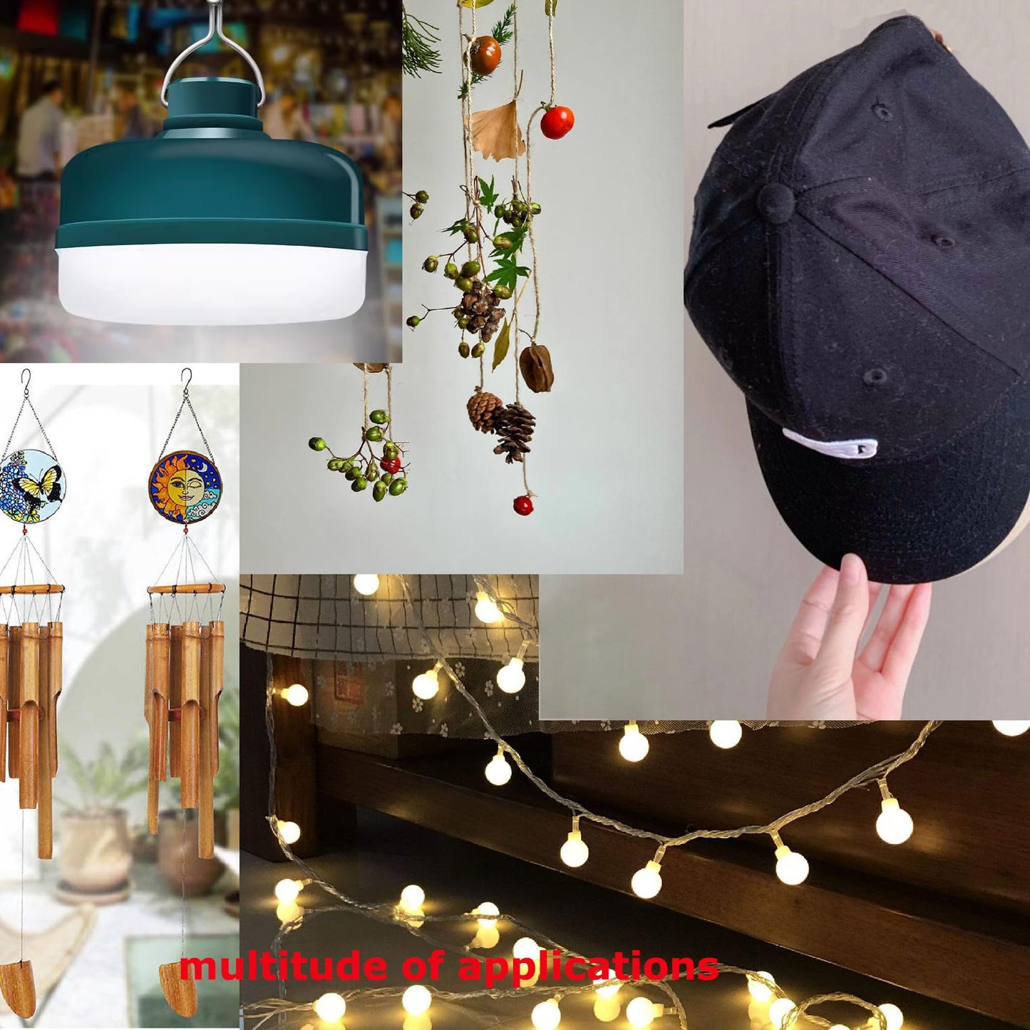 Aufuga No Hole No Drilling Adhesive Ceiling Hooks for Hanging Plants Lights Wind Chimes Lantern, Sticky J Hooks Eye Hook for Hanging Indoor Outdoor (Black+White_Round_2.4", 10)