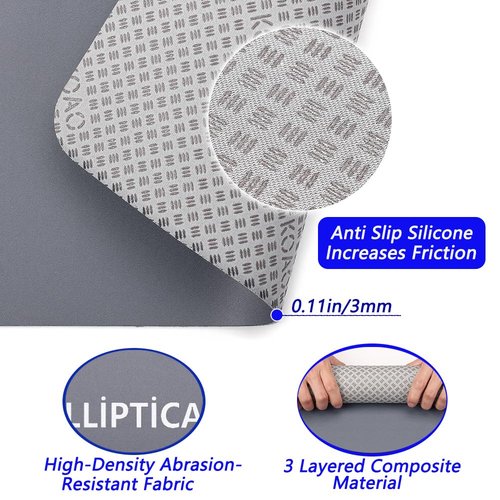 LOOEEL Under Desk Elliptical Mat,Ellipse Machine Mat,Non-Slip Workout Pad Equipment for Peloton Bike,Suitable for Electric Foot Exercise Equipment,Stability and Floor Protection-Grey