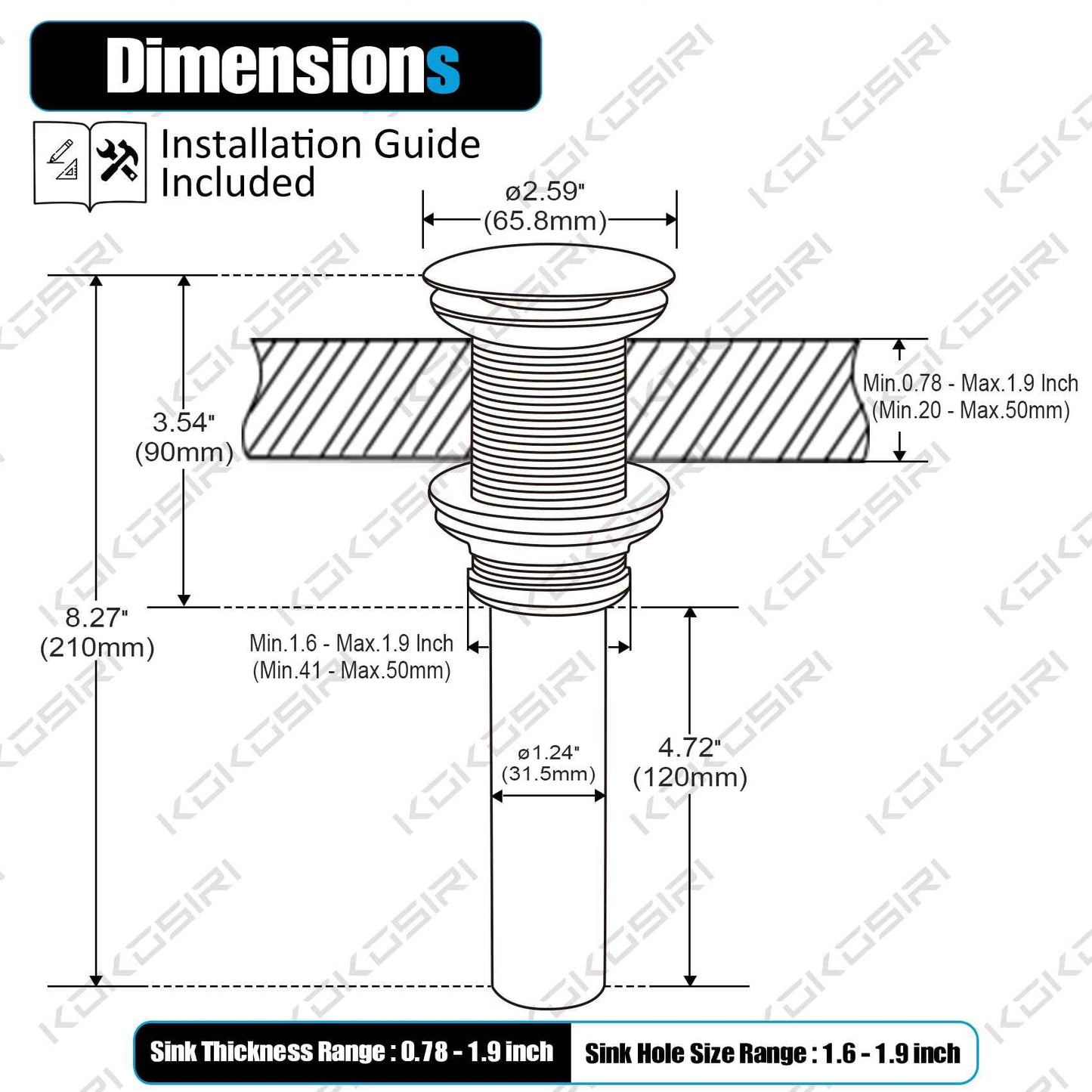 KOKOSIRI Pop Up Sink Drain with Strainer Basket, Brushed Gold Bathroom Sink Drain with Detachable Hair Catcher Anti Clogging for Vanity Vessel Sink Without Overflow, C1002BG
