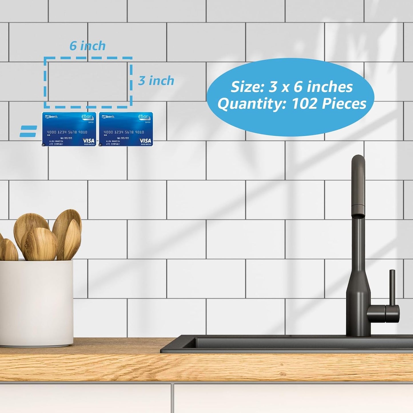 Glossy White 3x6 Peel and Stick Subway Tile - 102-Piece Kitchen & Bathroom Backsplash