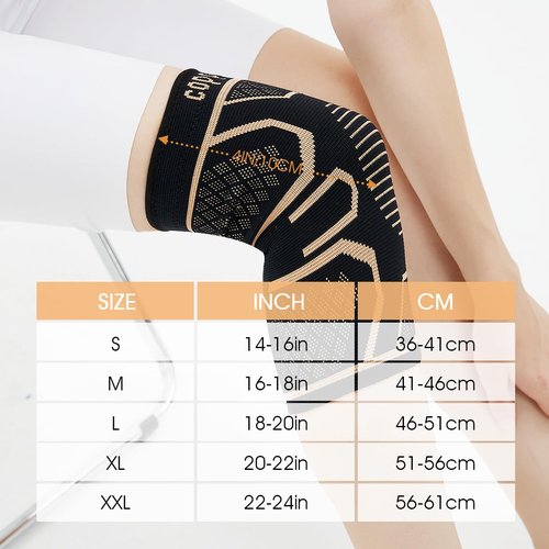 WellSync Copper Knee Braces for Knee Pain 2 pack, Knee Compression Sleeve Support for Men and Women, Medical Grade Knee Brace for Working Out Running Arthritis Sports Meniscus Tear Joint Pain Relief M