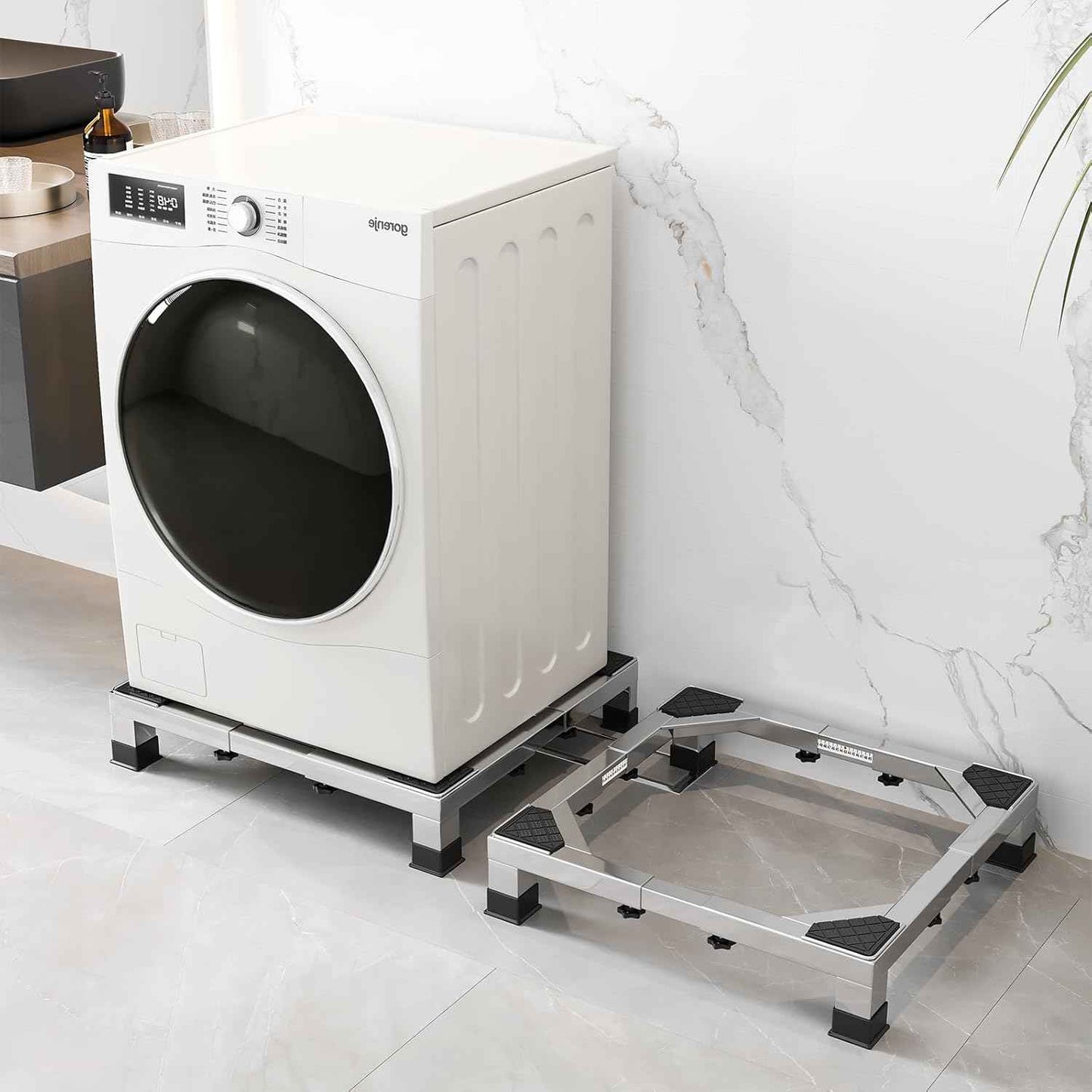 Heavy Duty Stainless Steel Mini Fridge & Washer Dryer Stand with 4 Strong Feet - Universal Appliance Base (Large)