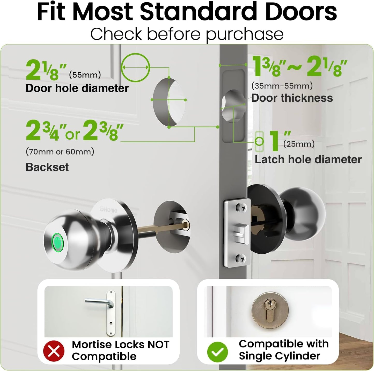 Smart Fingerprint Door Lock with App Control - 3-in-1 Biometric Knob for Home & Office