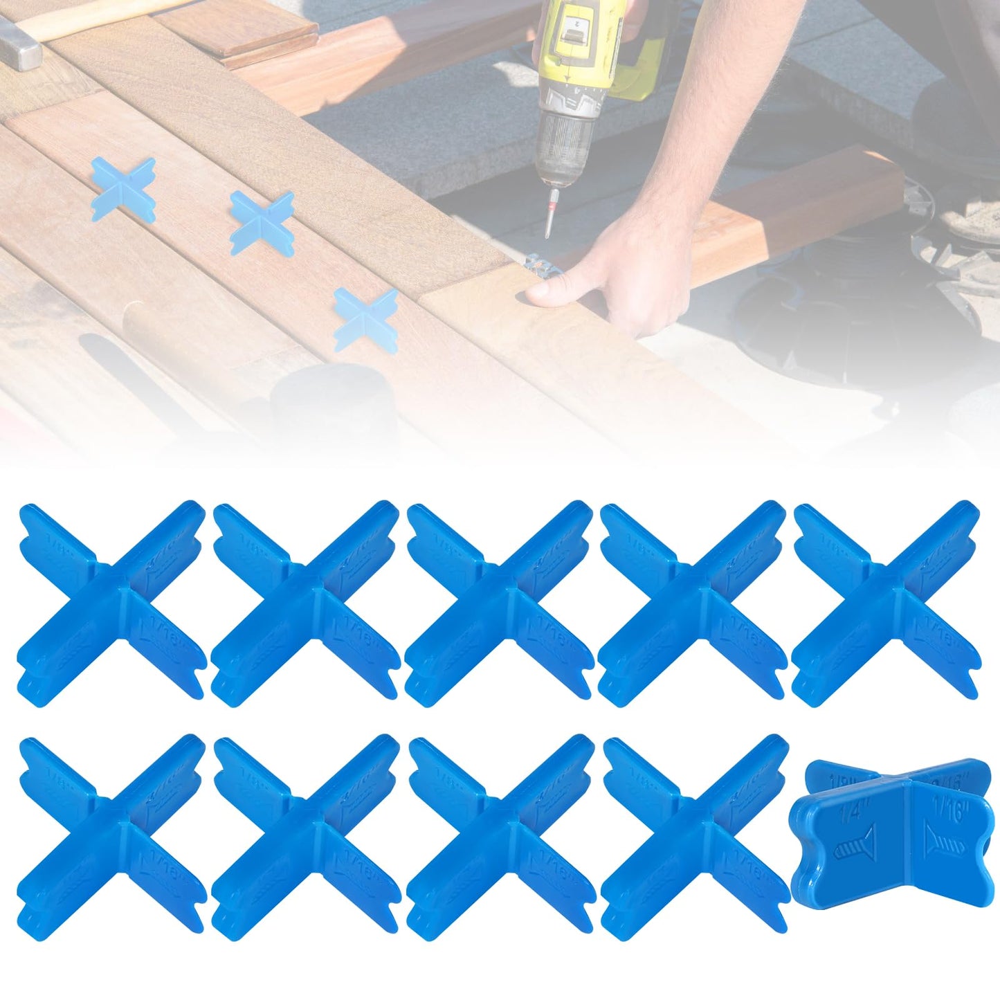 10PCS Deck Spacers,Durable Deck Spacer Tool to Uniform Gap Between Installed Deck Boards for Treated Lumber and Composite Decking Handy Deck Building Tools Deck Board Spacers