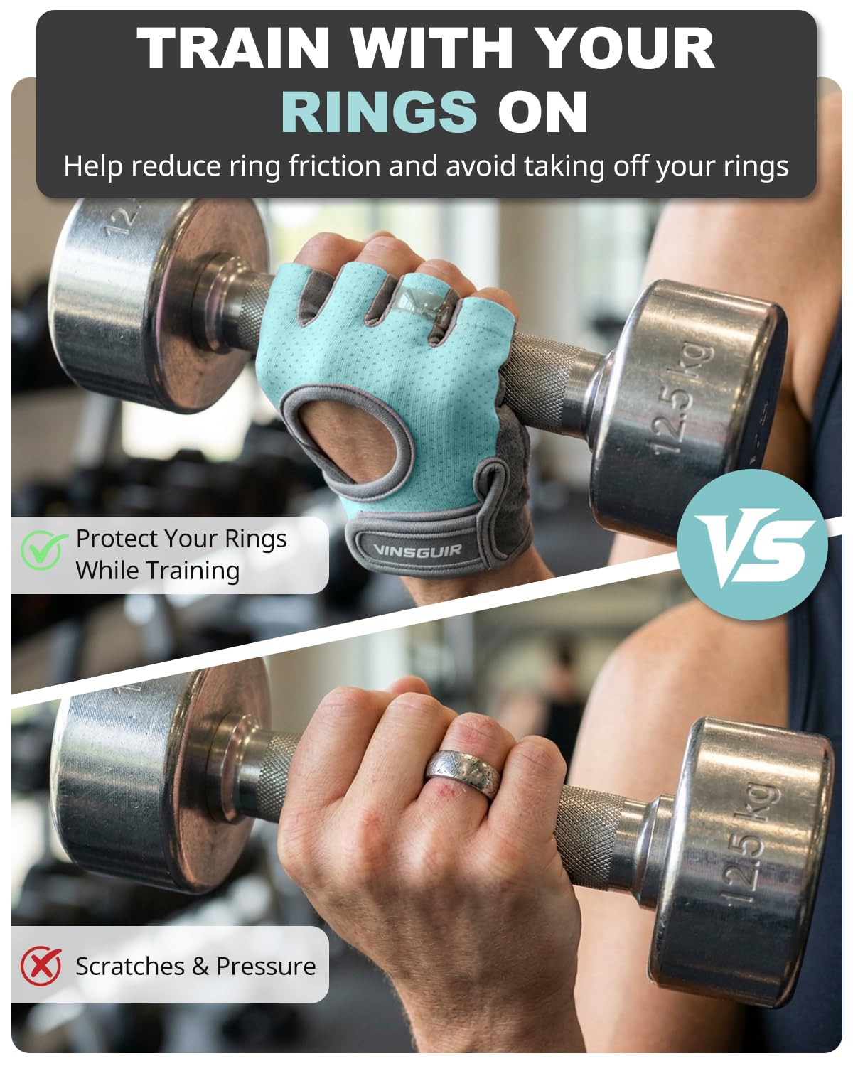 VINSGUIR Workout Gloves for Women and Men, Breathable Weight Lifting Gloves for Gym Exercise, Fitness, Training, and Cycling, with Excellent Grip and Cushion Pads