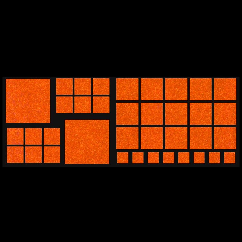 LiteMark Reflective Orange Assorted Square Sticker Decals for Helmets, Bicycles, Strollers, Wheelchairs and More (2 Inch, 1 Inch, 3/4 Inch, 1/2 Inch)