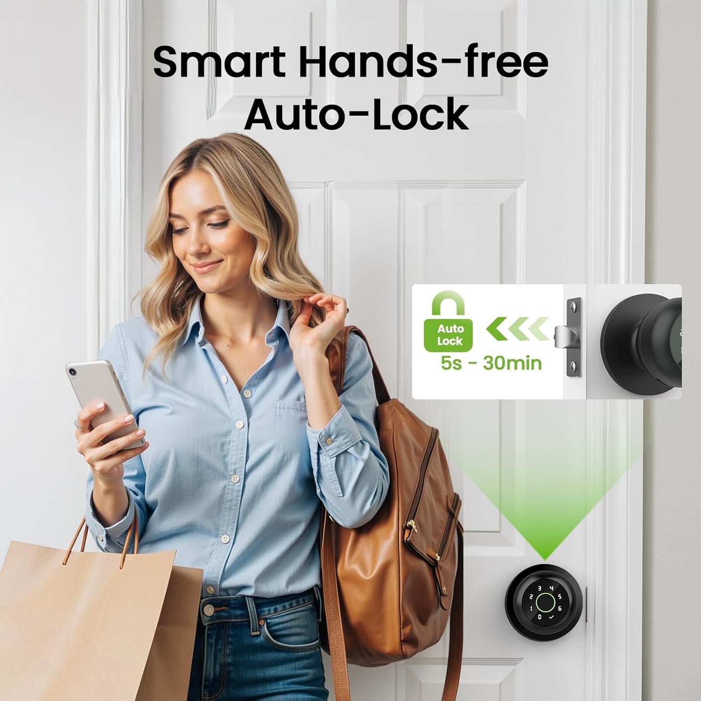 Smart Fingerprint Door Lock with App Control - 3-in-1 Biometric Knob for Home & Office