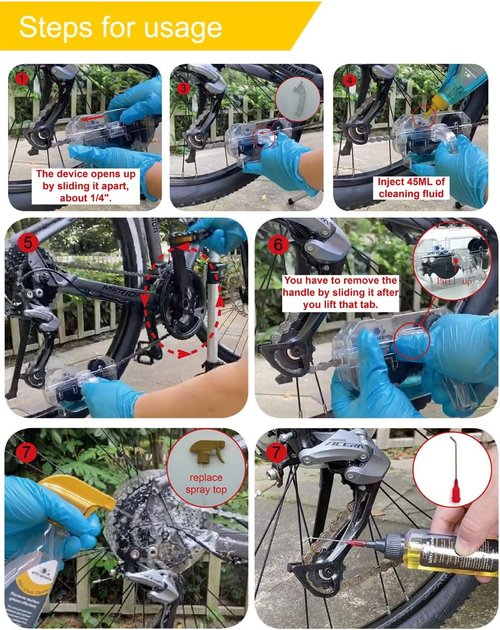 Bike Chain Lubricant Oil & Cleaner Set | 2oz Wet Lube & 19oz Degreaser with Chain Scrubber Tool