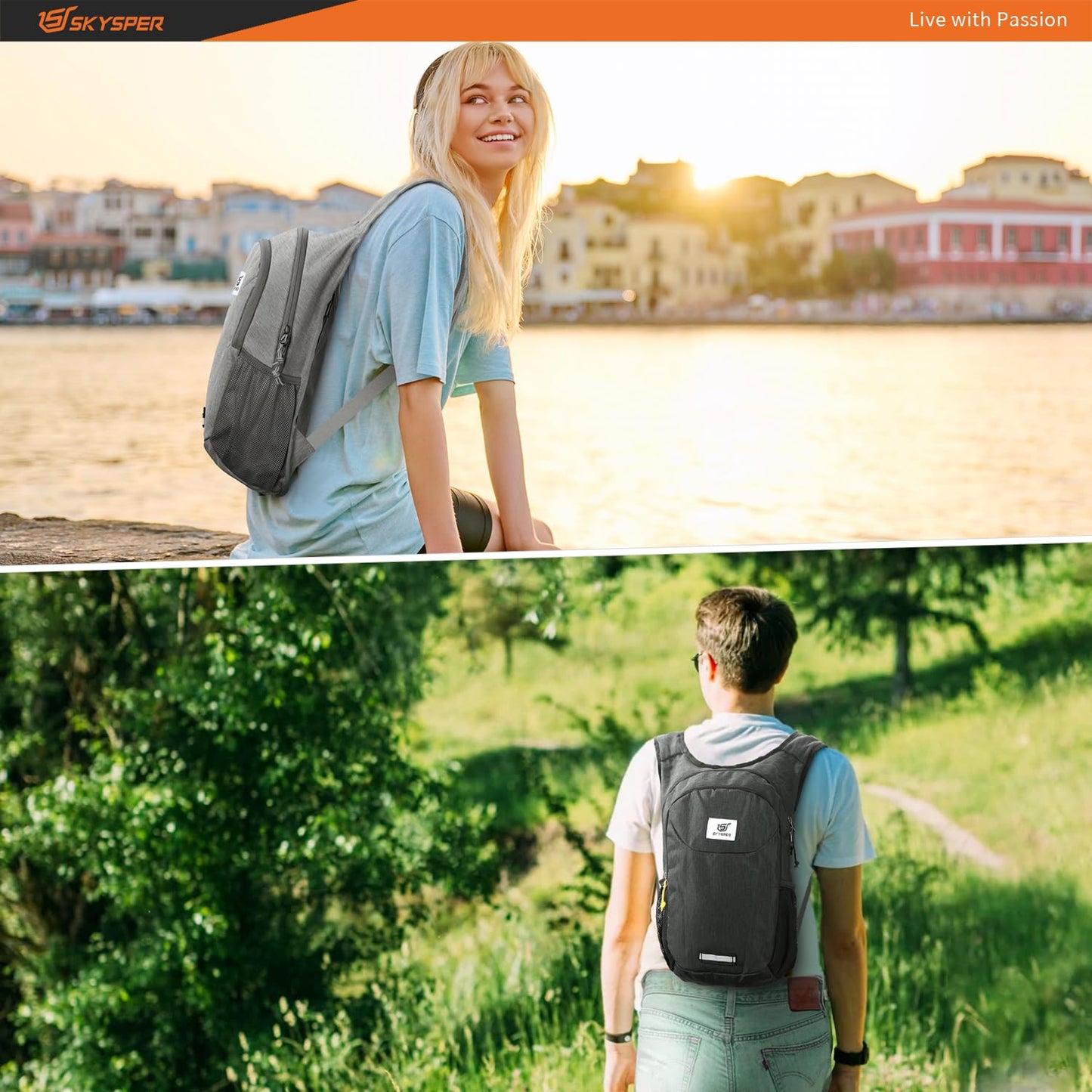 SKYSPER Small Hiking Backpack 10L Packable Lightweight Back Pack Foldable Travel Daypack for Women Men (Black)