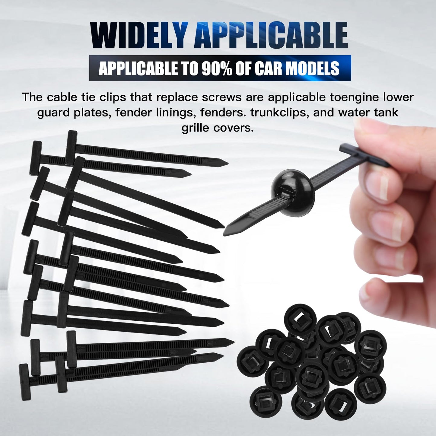 150Pcs Nylon Universal Cable tie Buckle for Car Repairs, Universal Cable Tie Buckles, Automotive Trim Clips - Heavy Duty Black Plastic Rivets, Bumper & Fender Retainer Clips for Auto Body Parts